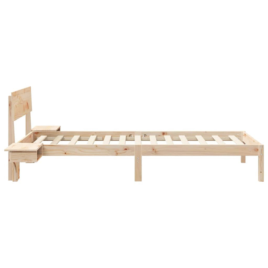 Bedframe met nachttafels Bruin 90 x 190 cm Massief grenenhout