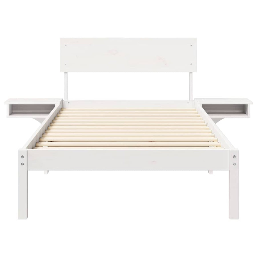 Bedframe met nachttafels Wit 90 x 190 cm Massief grenenhout