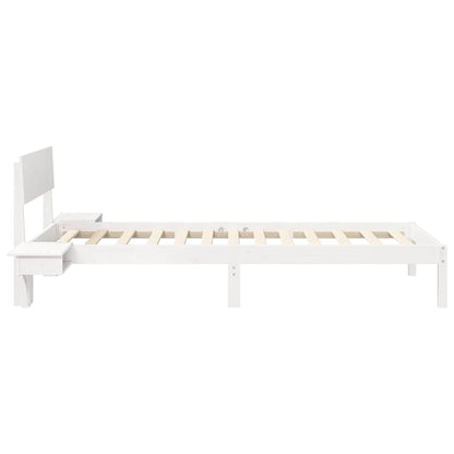 Bedframe met nachttafels Wit 90 x 190 cm Massief grenenhout