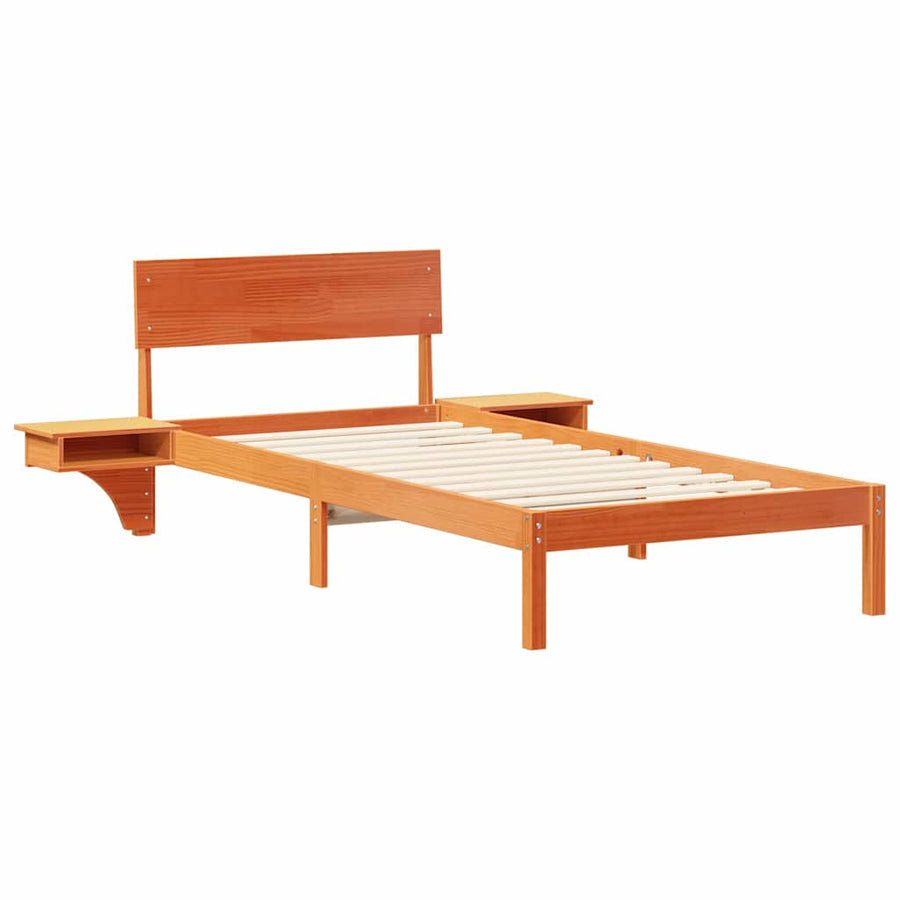Bedframe met nachttafels met hoofdeinde Wasbruin 90 x 190 cm