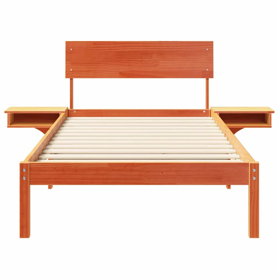 Bedframe met nachttafels met hoofdeinde Wasbruin 90 x 190 cm