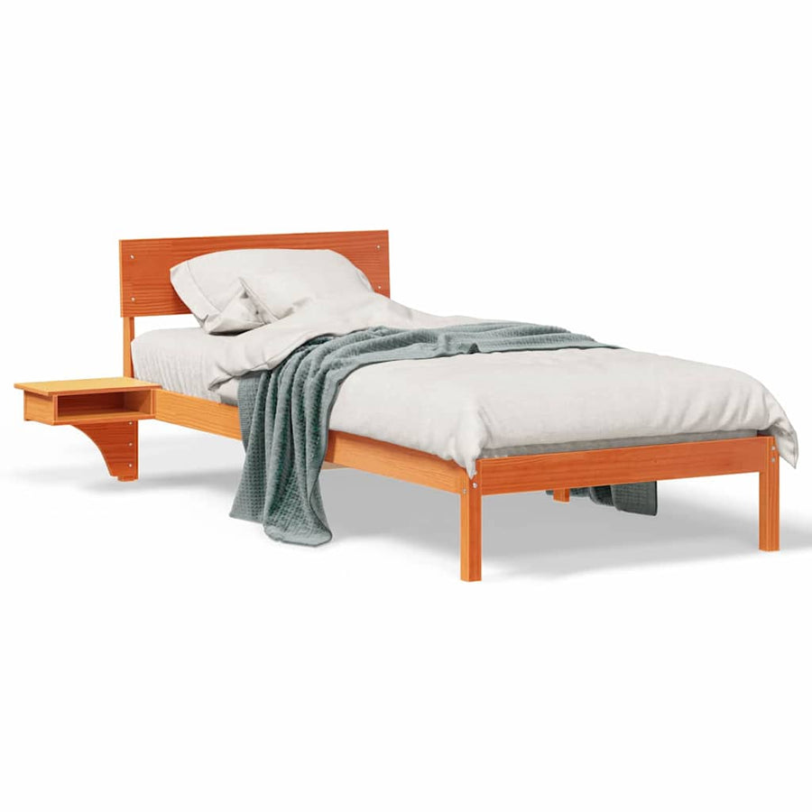 Bedframe met nachttafels met hoofdeinde Wasbruin 90 x 190 cm