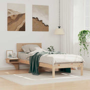 Bedframe massief grenenhout bruin 75x190 cm met nachttafels