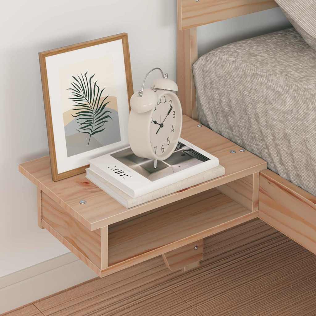 Bedframe met nachttafels Bruin 75 x 190 cm Massief grenenhout