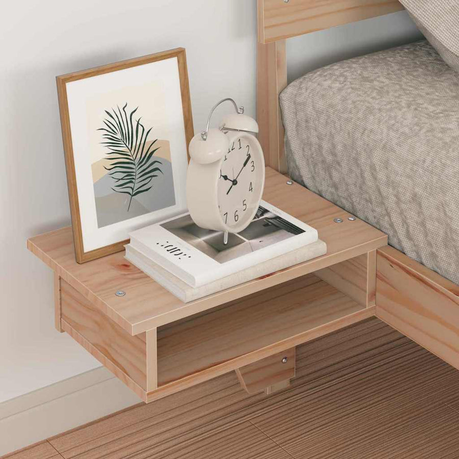 Bedframe met nachttafels Bruin 75 x 190 cm Massief grenenhout