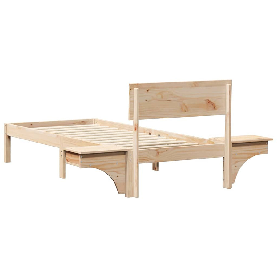 Bedframe met nachttafels Bruin 75 x 190 cm Massief grenenhout