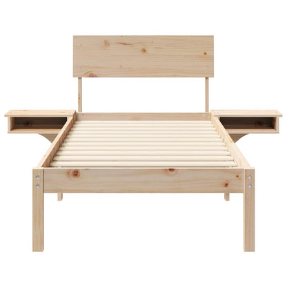 Bedframe met nachttafels Bruin 75 x 190 cm Massief grenenhout
