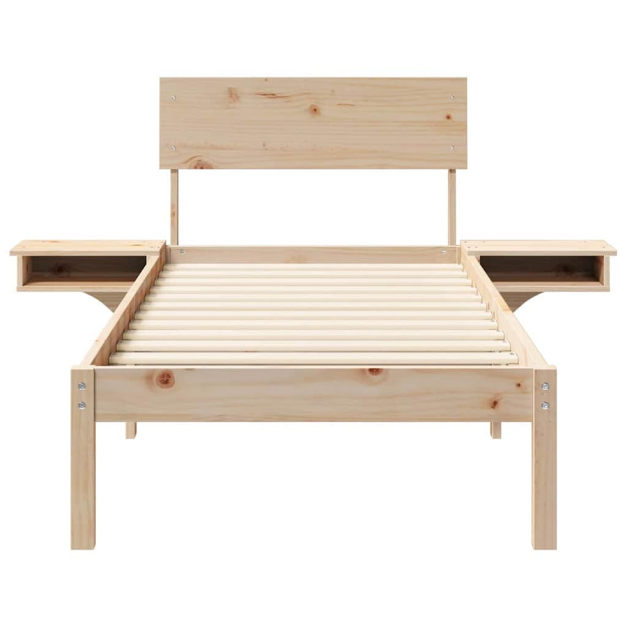 Bedframe met nachttafels Bruin 75 x 190 cm Massief grenenhout