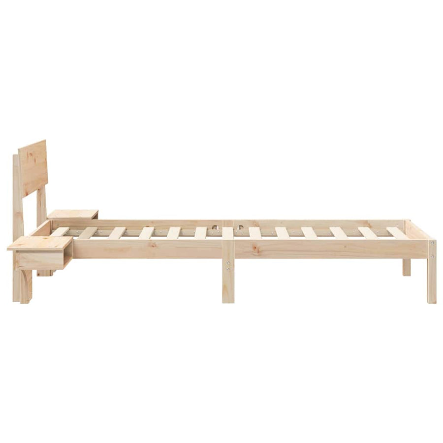 Bedframe met nachttafels Bruin 75 x 190 cm Massief grenenhout