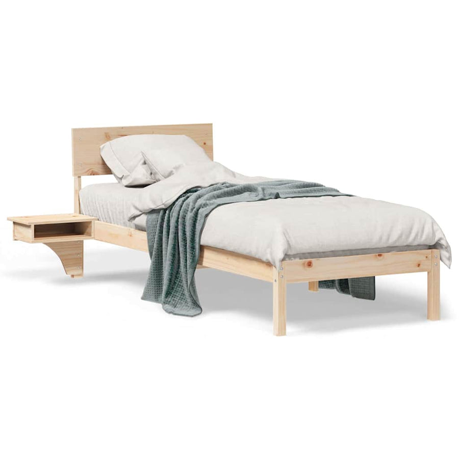Bedframe met nachttafels Bruin 75 x 190 cm Massief grenenhout