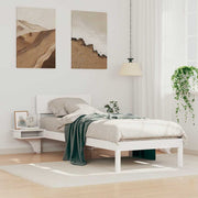 Bedframe massief grenenhout wit 75x190 cm met nachttafels