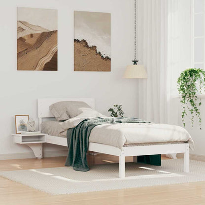 Bedframe met nachttafels Wit 75 x 190 cm Massief grenenhout