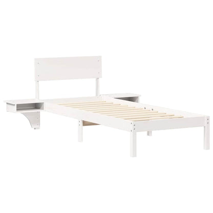Bedframe met nachttafels Wit 75 x 190 cm Massief grenenhout