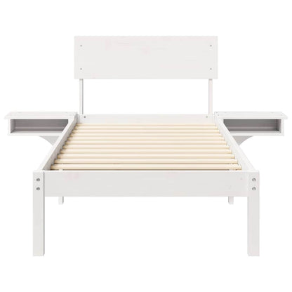 Bedframe met nachttafels Wit 75 x 190 cm Massief grenenhout