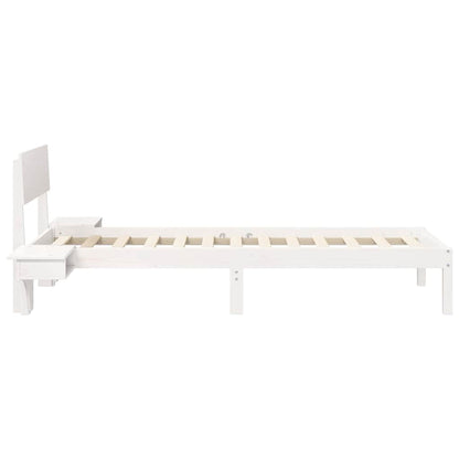 Bedframe met nachttafels Wit 75 x 190 cm Massief grenenhout