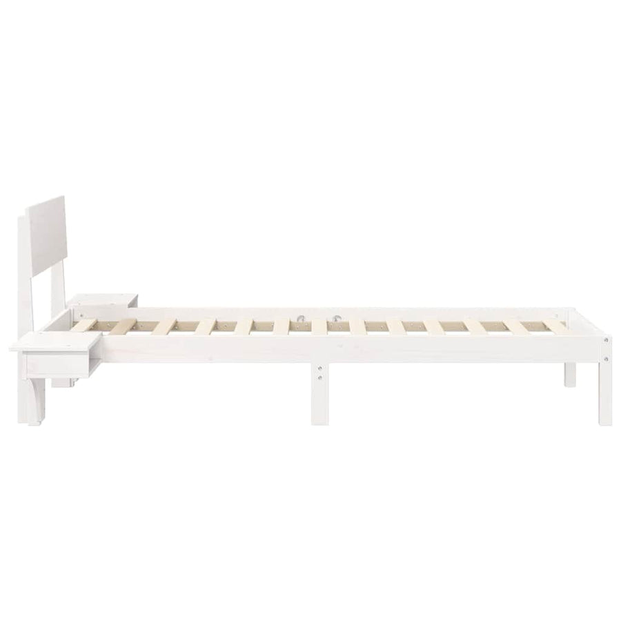 Bedframe met nachttafels Wit 75 x 190 cm Massief grenenhout