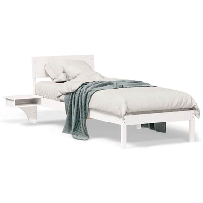 Bedframe met nachttafels Wit 75 x 190 cm Massief grenenhout