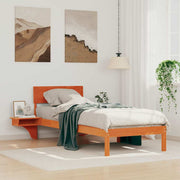 Bedframe massief grenenhout 75x190 cm wasbruin met nachttafels