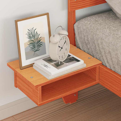 Bedframe met nachttafels met hoofdeinde Wasbruin 75 x 190 cm