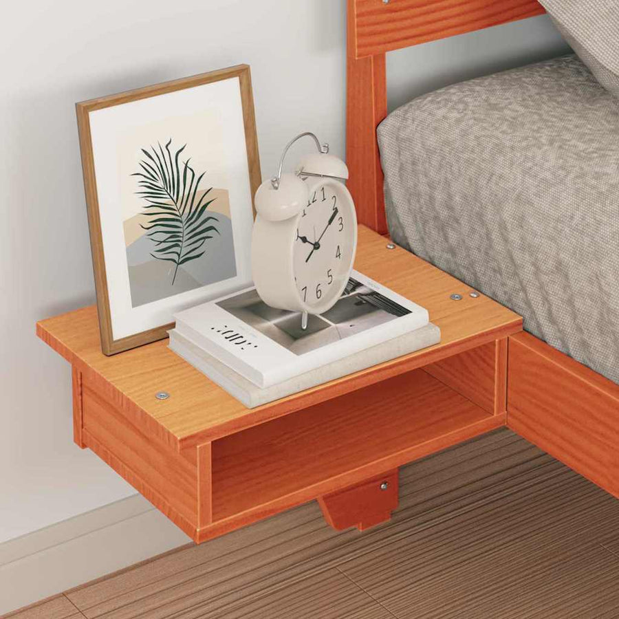 Bedframe met nachttafels met hoofdeinde Wasbruin 75 x 190 cm