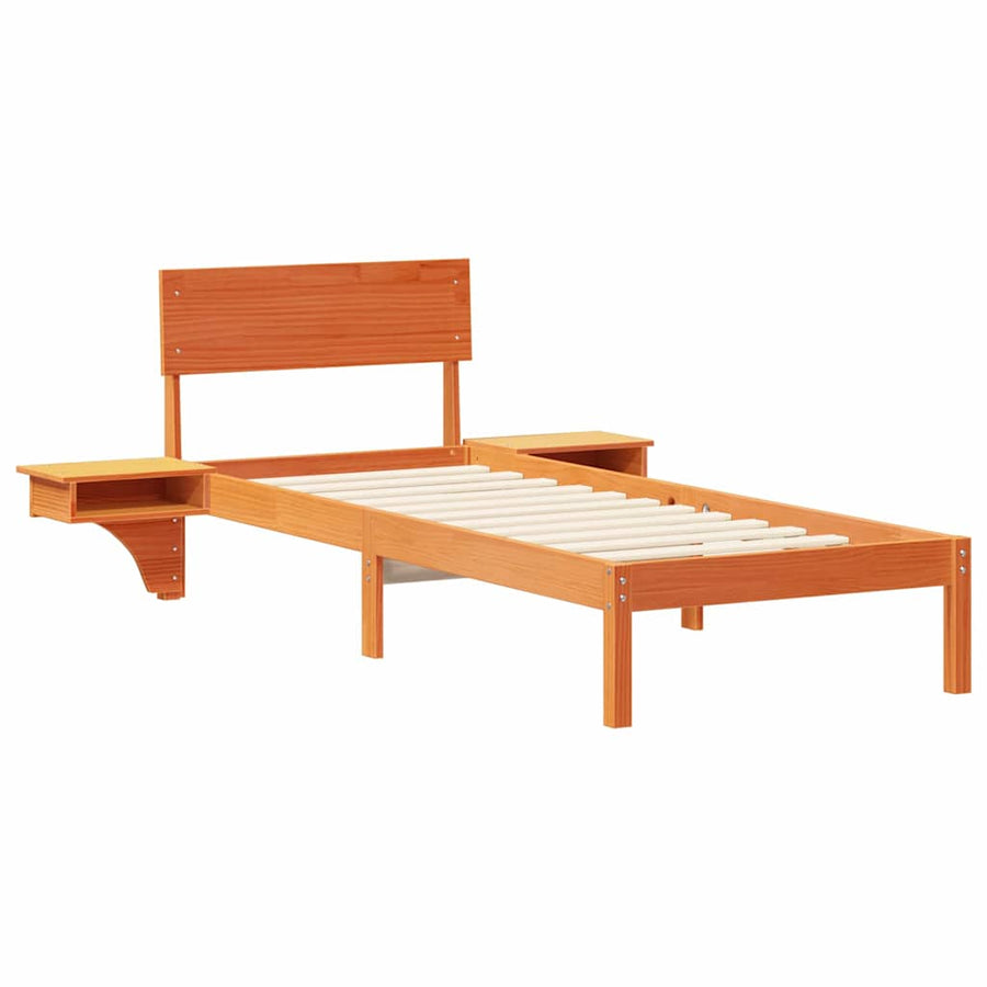 Bedframe met nachttafels met hoofdeinde Wasbruin 75 x 190 cm