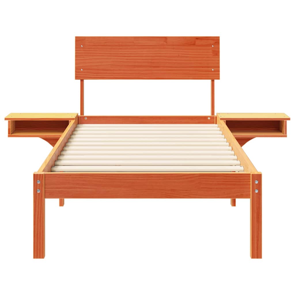 Bedframe met nachttafels met hoofdeinde Wasbruin 75 x 190 cm