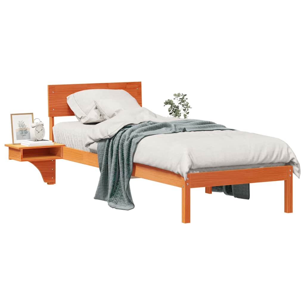 Bedframe met nachttafels met hoofdeinde Wasbruin 75 x 190 cm
