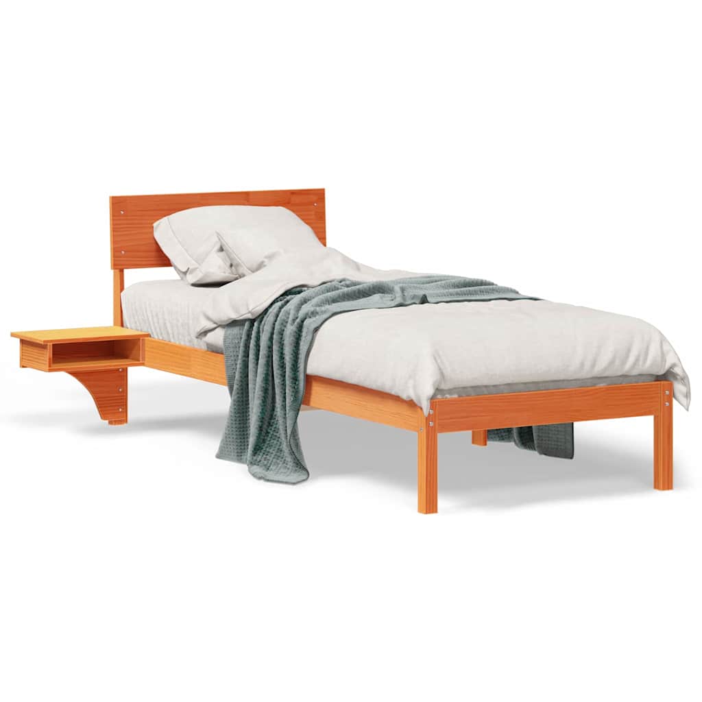 Bedframe met nachttafels met hoofdeinde Wasbruin 75 x 190 cm