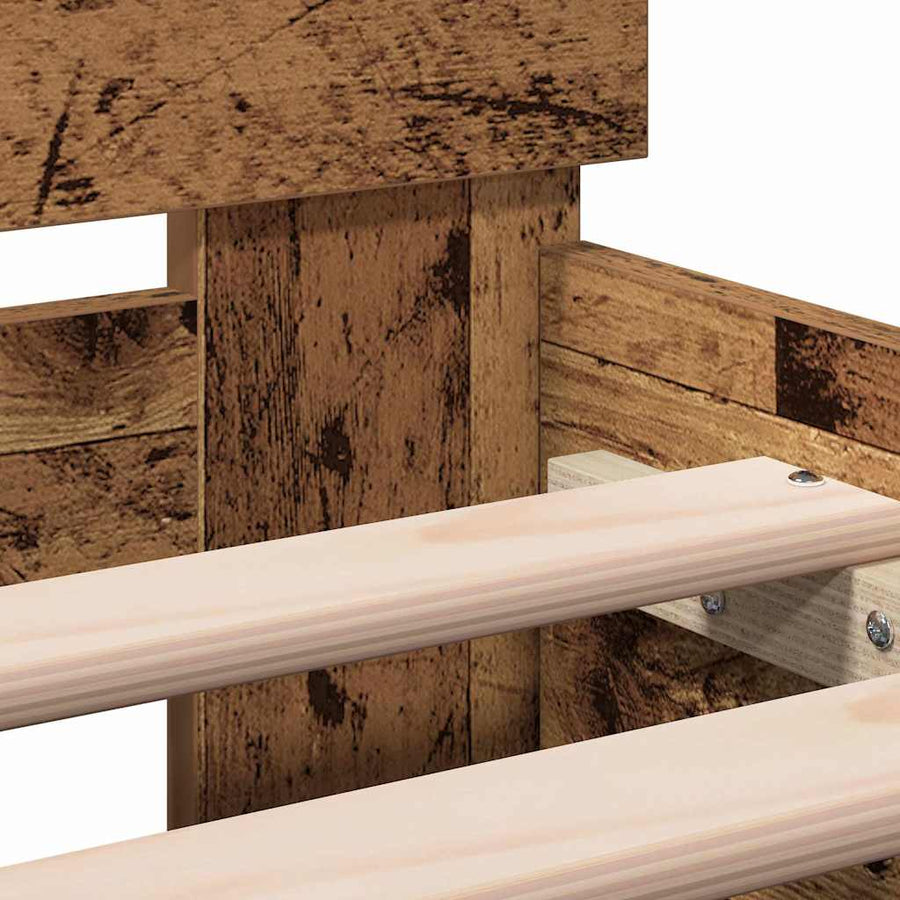 Bedframe Met Hoofdeinde Bewerkt Hout Oud Hout 180 x 200 cm