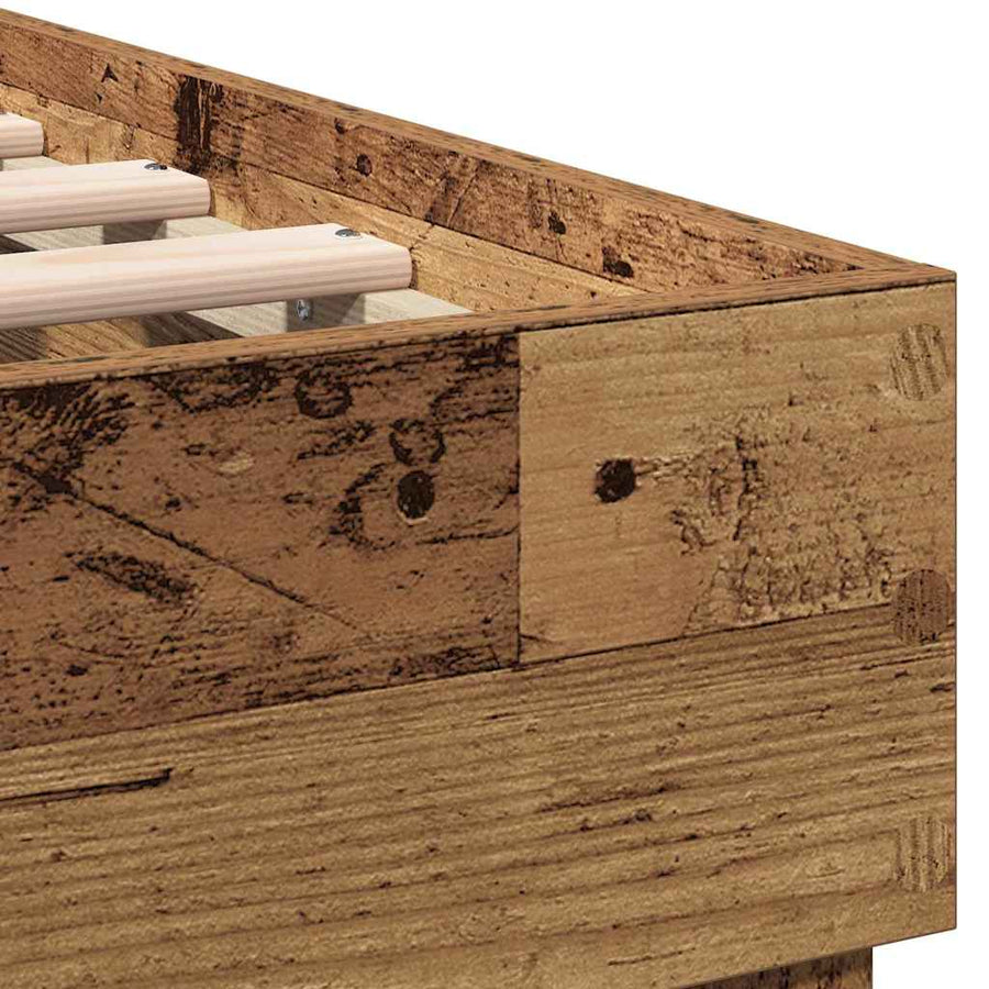Bedframe Met Hoofdeinde Bewerkt Hout Oud Hout 180 x 200 cm