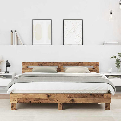 Bedframe Met Hoofdeinde Bewerkt Hout Oud Hout 180 x 200 cm