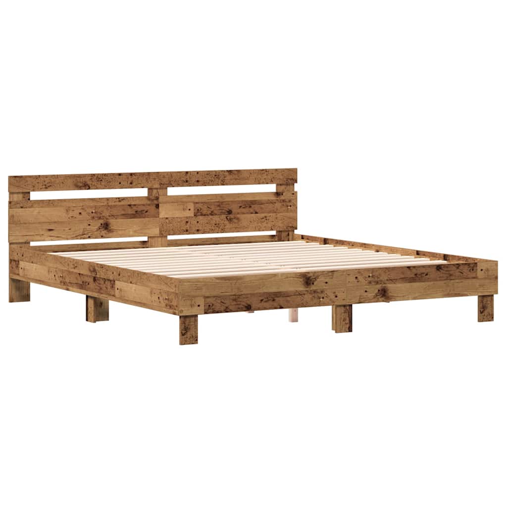 Bedframe Met Hoofdeinde Bewerkt Hout Oud Hout 180 x 200 cm