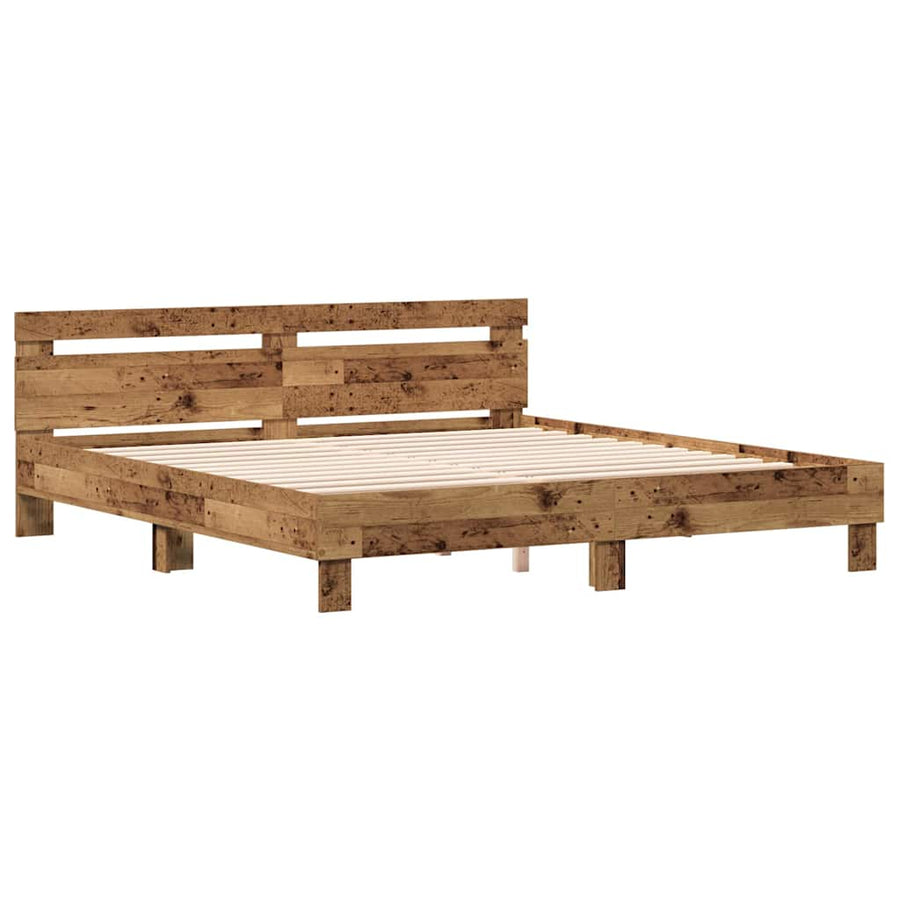 Bedframe Met Hoofdeinde Bewerkt Hout Oud Hout 180 x 200 cm