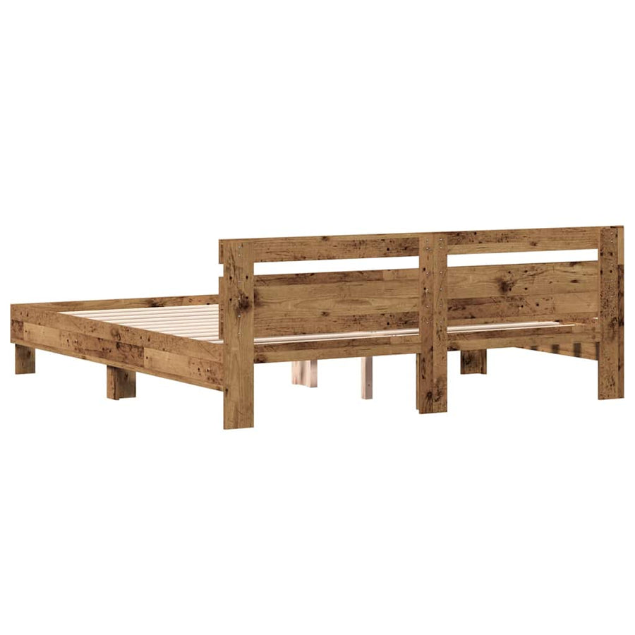 Bedframe Met Hoofdeinde Bewerkt Hout Oud Hout 180 x 200 cm