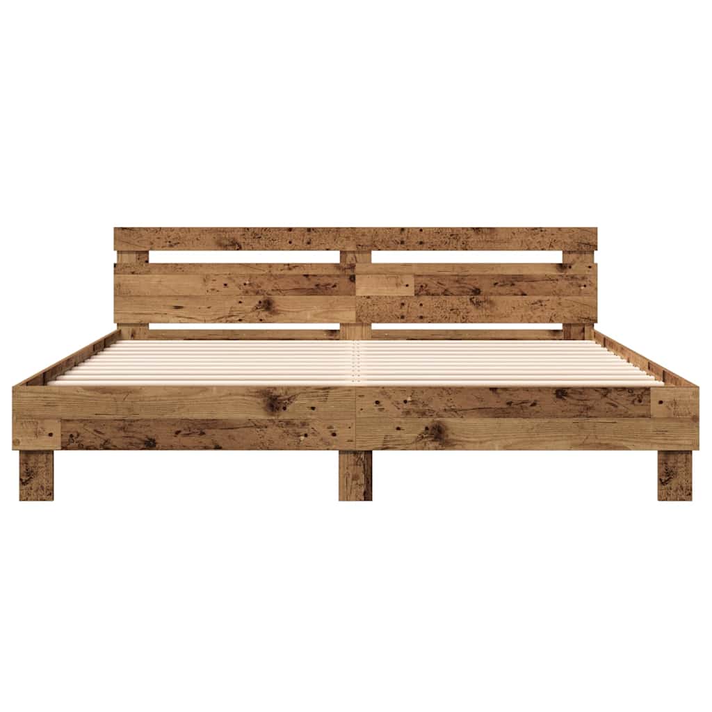 Bedframe Met Hoofdeinde Bewerkt Hout Oud Hout 180 x 200 cm