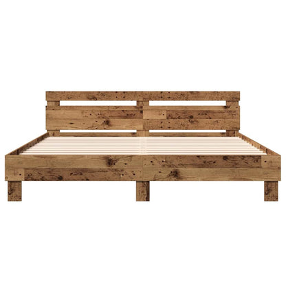 Bedframe Met Hoofdeinde Bewerkt Hout Oud Hout 180 x 200 cm