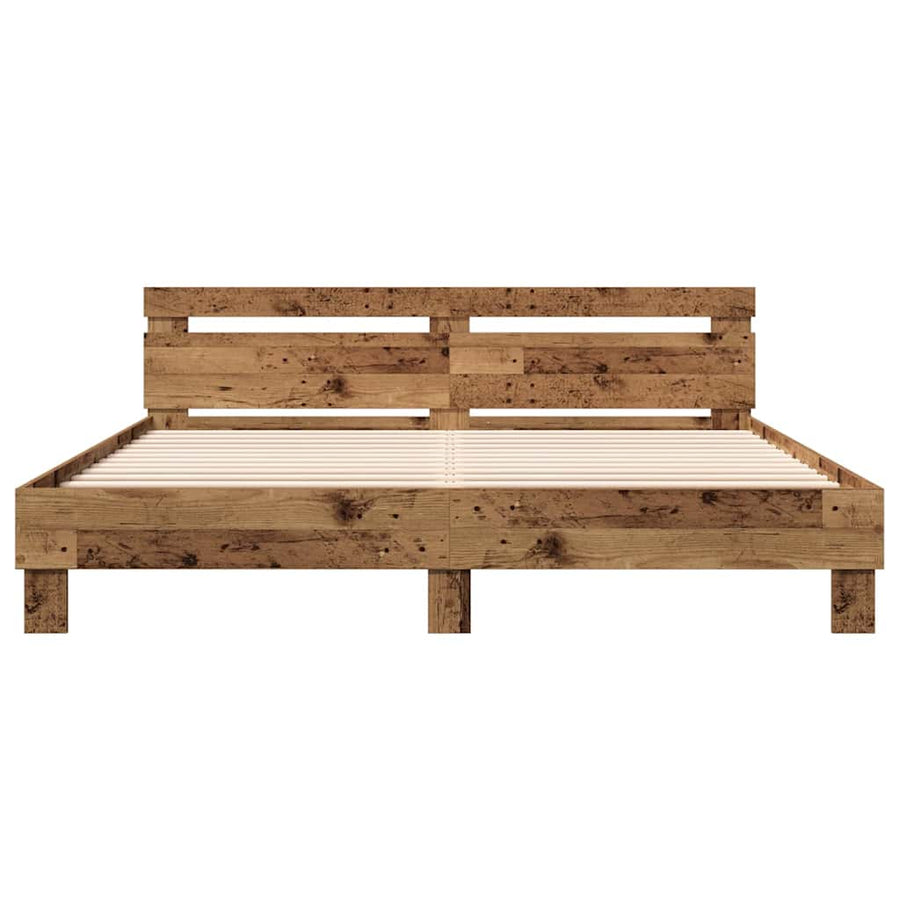 Bedframe Met Hoofdeinde Bewerkt Hout Oud Hout 180 x 200 cm