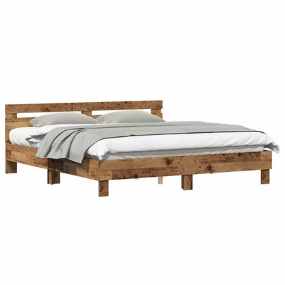 Bedframe Met Hoofdeinde Bewerkt Hout Oud Hout 180 x 200 cm