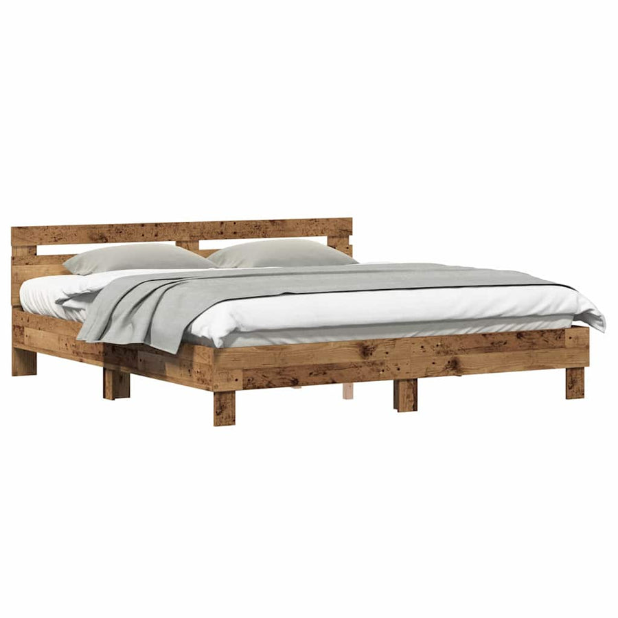 Bedframe Met Hoofdeinde Bewerkt Hout Oud Hout 180 x 200 cm