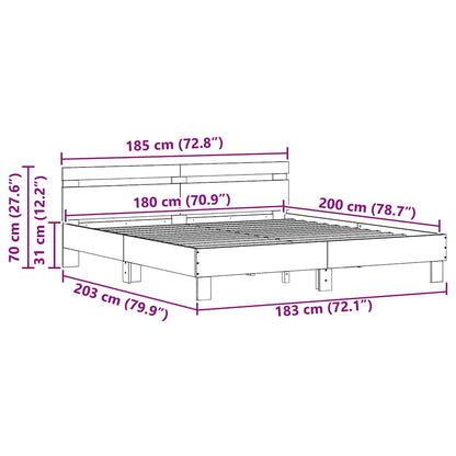 Bedframe Met Hoofdeinde Bewerkt Hout Oud Hout 180 x 200 cm