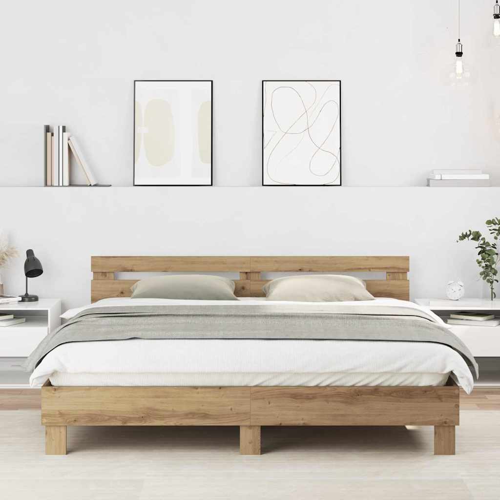Bedframe Artisan Eiken 203 X 185 X 70 Cm Massief Eikenhout