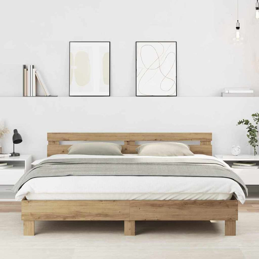 Bedframe Artisan Eiken 203 X 185 X 70 Cm Massief Eikenhout