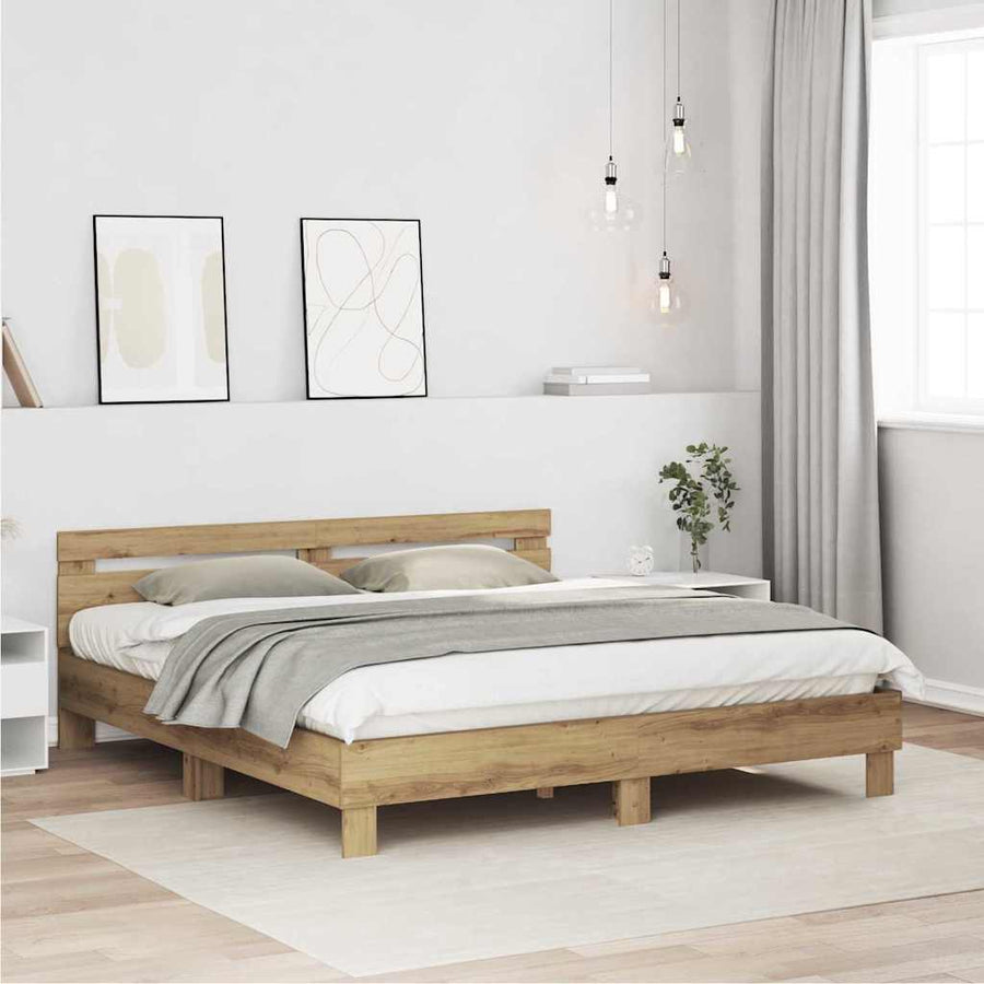 Bedframe Artisan Eiken 203 X 185 X 70 Cm Massief Eikenhout