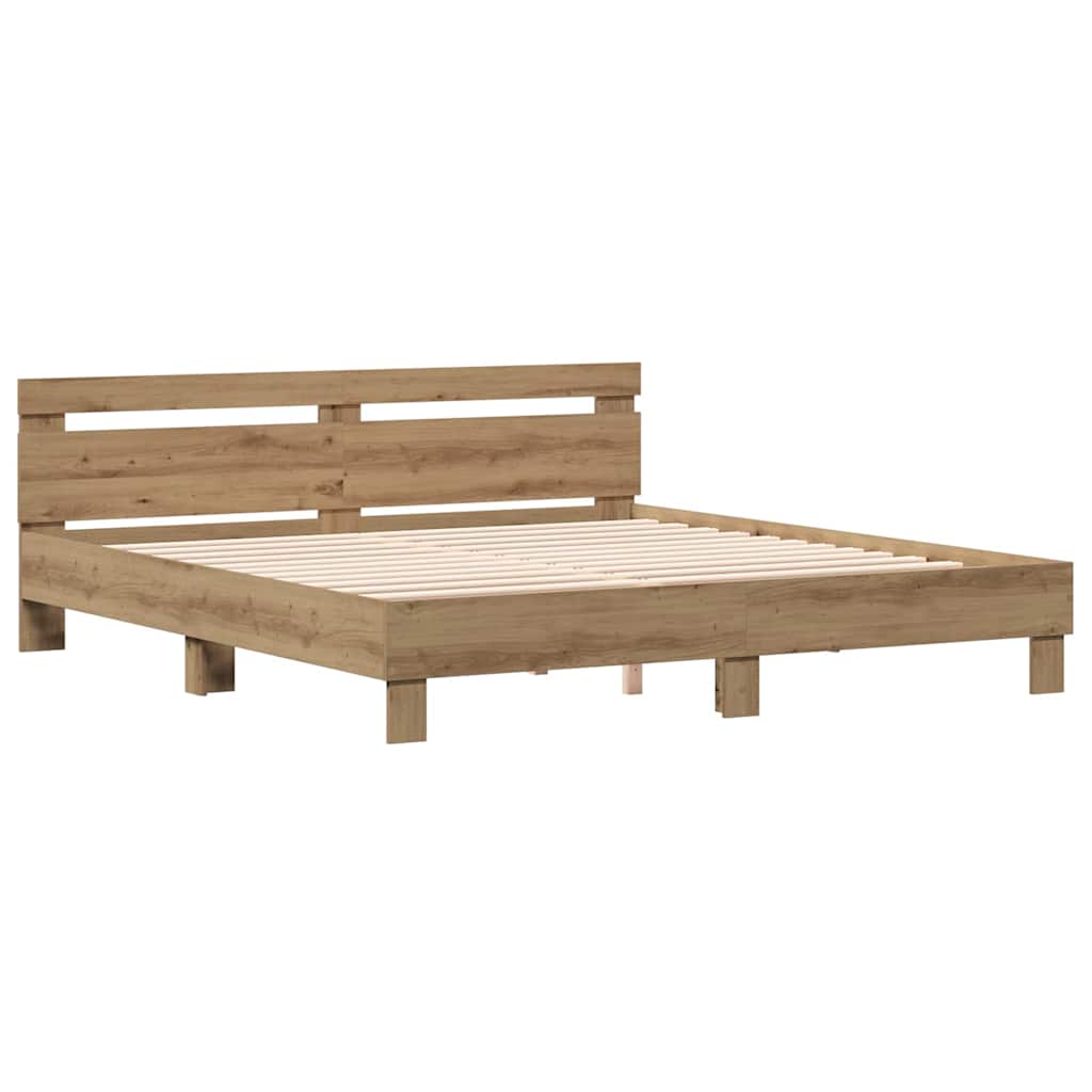 Bedframe Artisan Eiken 203 X 185 X 70 Cm Massief Eikenhout