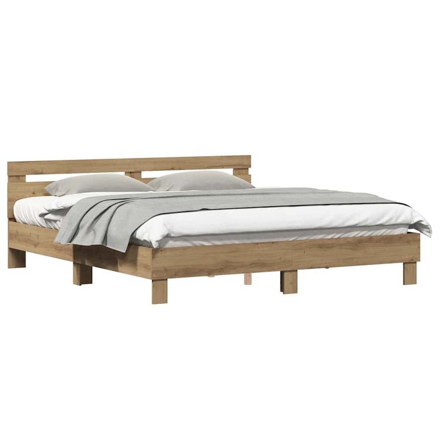 Bedframe Artisan Eiken 203 X 185 X 70 Cm Massief Eikenhout