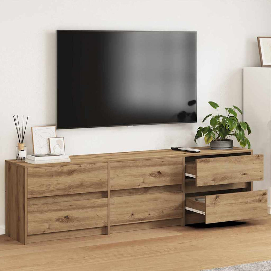 TV-kast Bruin 181 x 34 x 50 cm Spaanplaat en LED-lampen