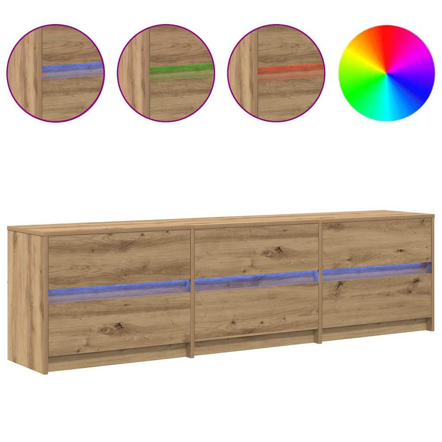 TV-kast Bruin 181 x 34 x 50 cm Spaanplaat en LED-lampen