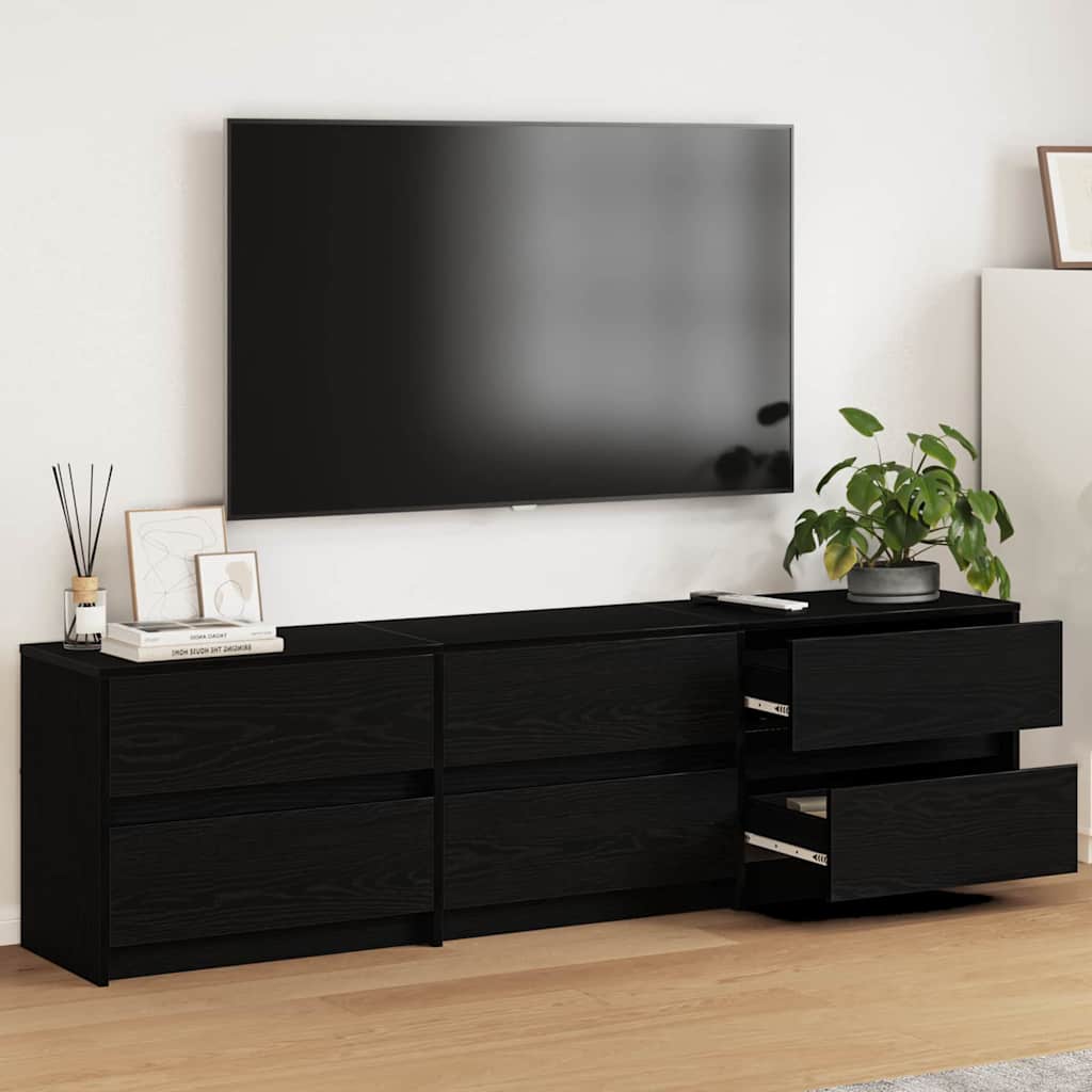 TV-kast Zwart 182 x 34 x 50 cm Bewerkt hout