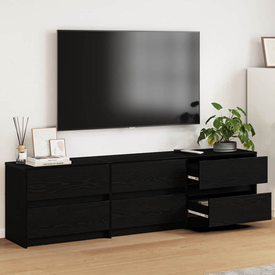 TV-kast Zwart 182 x 34 x 50 cm Bewerkt hout