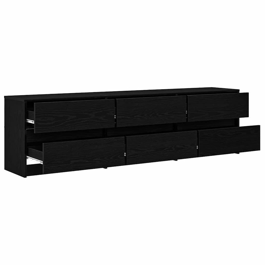 TV-kast Zwart 182 x 34 x 50 cm Bewerkt hout